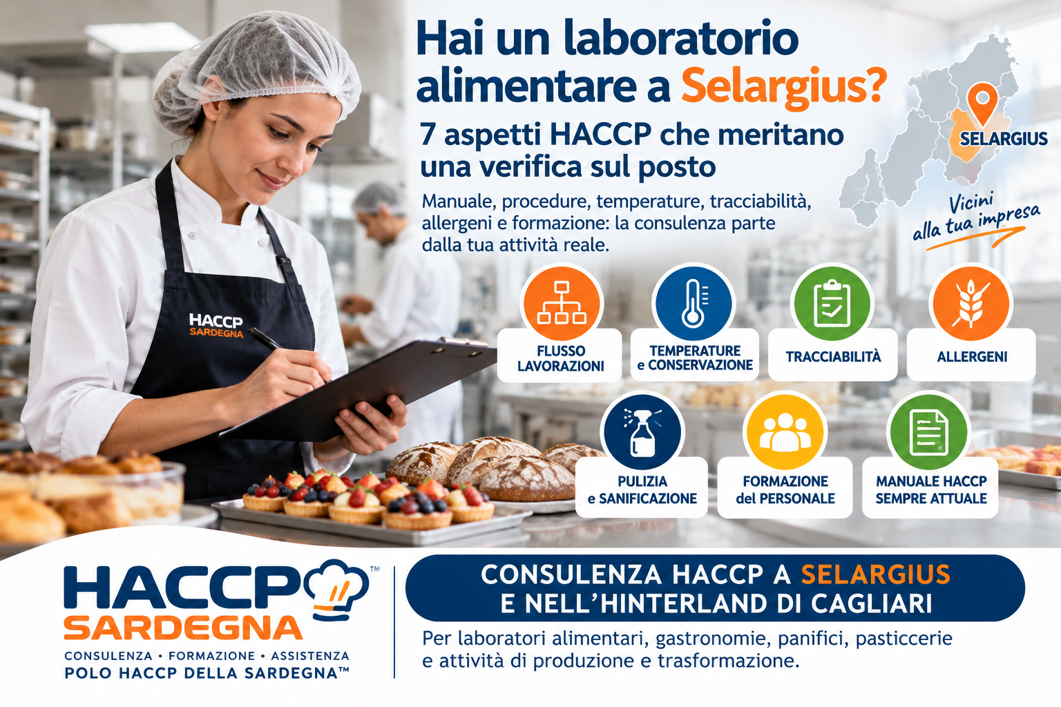 Hai un laboratorio alimentare a Selargius? 7 aspetti HACCP che meritano una verifica sul posto